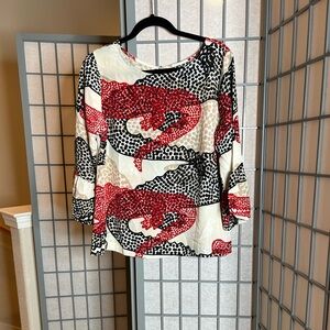 Stylish Anthropologie Porridge Red and Black Women's Blouse